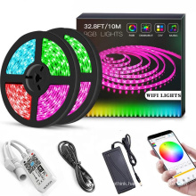 12v TV Background Light 5m 10m smart APP wifi Remote Control 150 300 LEDs Flexible LED RGB strip light kit SMD 5050